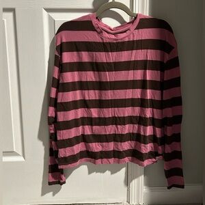 Purple and Black Striped Long Sleeve T Shirt